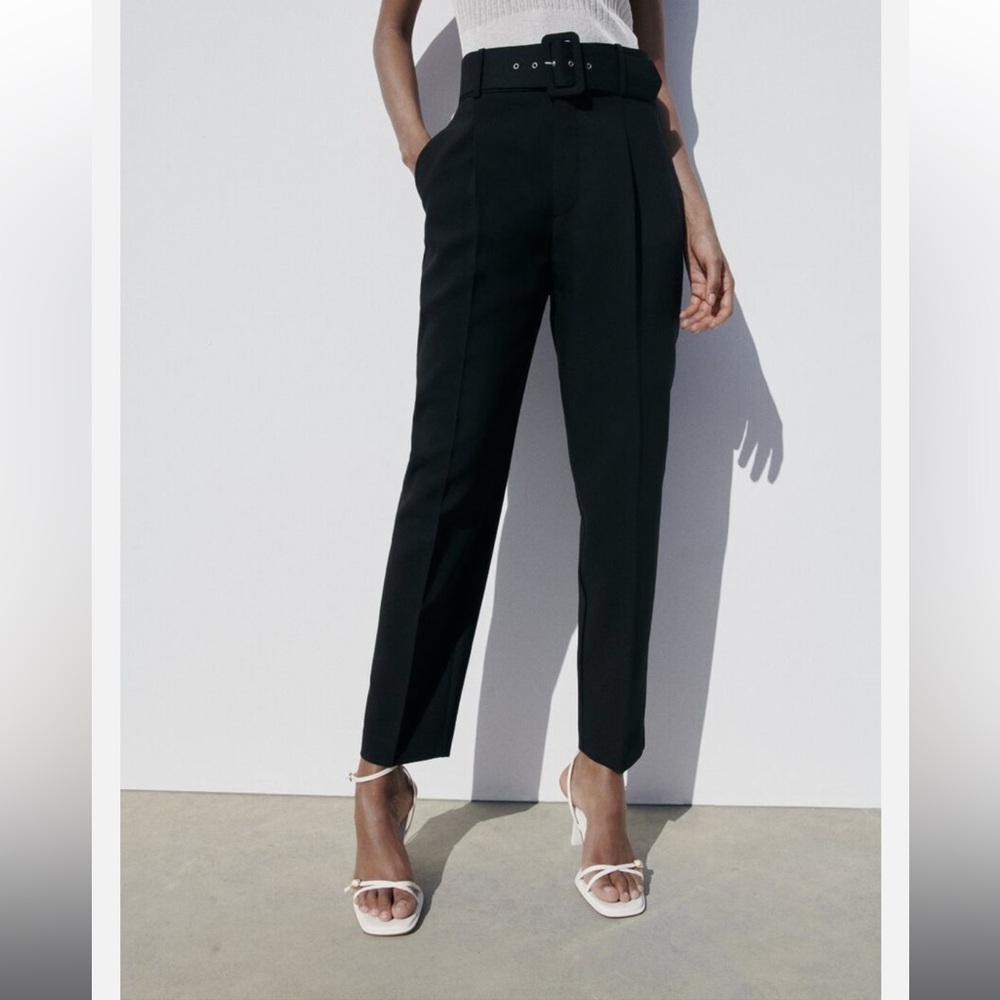 Zara High Waisted Pants with Fabric Belt